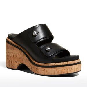 rag & bone Sommer Double Strap Wedge Sandal in Black - sz 9